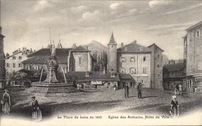 A Praça de Lens em 1850 — Igreja dos Antoninos, Prefeitura Municipal