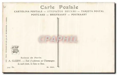 Jesienne wieczory w Champagne — noc nadchodzi, wstaje księżyc — A. Guéry, Paryż — Rewers