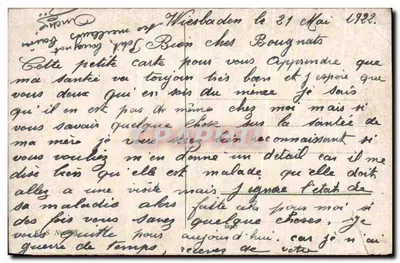 Tarjeta postal antigua Wiesbaden Estatua del Emperador Guillermo I — Reverso