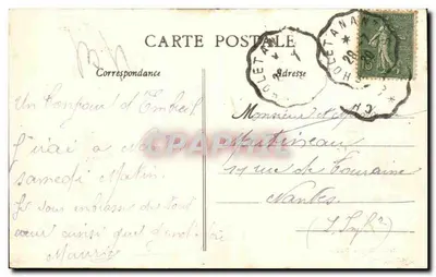 Embreil (L.-Inf.) — O ponte de madeira após a inundação do inverno de 1911 e o canal — Artaud-Nozais, Nantes — Verso