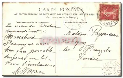 Bilhete postal antigo Saint Etienne De Corcoue Castelo da Grange Barbatre — Verso