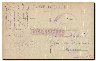 Bilhete postal antigo Verberie Castelo de Aramont Cour d'Honra — Verso