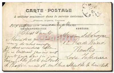 Bilhete postal antigo Colombes Cruzeiro das Quatro Estradas Inundações 1910 — Verso
