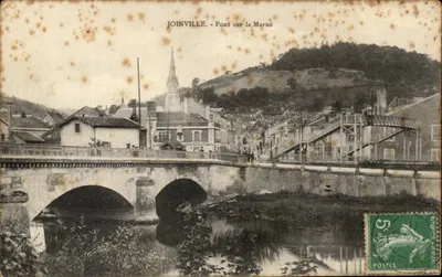 Bilhete postal antigo Pont sobre a Marne, Joinville