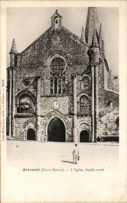 Airvault (Deux-Sèvres) — A Igreja, fachada oeste — Jules Robuchon, fot. em Poitiers, n°209