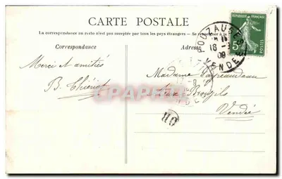 La Tourtelière, przez Pouzauges (Vendée) — zamek otoczony zielonią — wydawca nieznany — Rewers