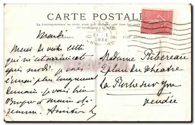 Bilhete postal antigo Versailles A Bacia de Apolo — Verso