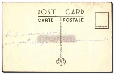 Bilhete postal antigo Monumento dos Bravos Memorial dos Soldados Grande Mère Quebec — Verso