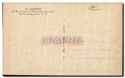 Lourdes — Bazylika i pomnik Interallié widziane z zamku — P. D. Lourdes — Rewers
