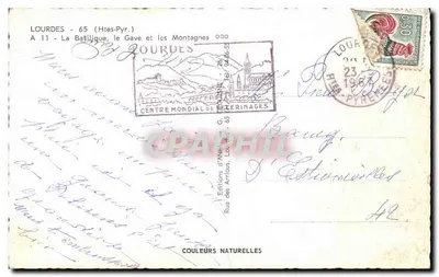 Lourdes — Bazylika, rzeka Gave i góry — Éditions d'Arroux, nr 11 — Rewers