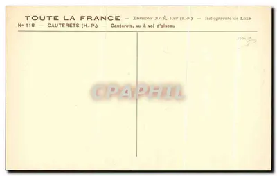 Cauterets (H.-P.) — widok z lotu ptaka — Éditions Jové, Pau (B.-P.) — Rewers