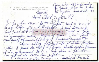 Staudamm am Tech und Pic de Costabonne (Höhe 2.464 m.) — La Preste (P.-O.) — unbekannter Verleger, Seriennummer 3 — Rückseite