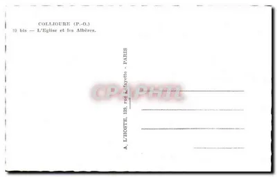 Collioire (P.-O.) — A Igreja e os Albères — A. L'Hoste, Paris — Verso