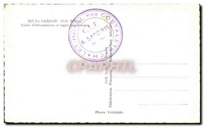 Le Canigou - P.O. - 2785 m — Orientierungstafel und geodätisches Zeichen — Sammlung Sapoué - Prades — Rückseite