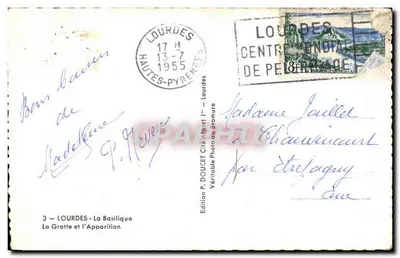 Lourdes — Pamiątka z Lourdes — Wydawnictwo P. Doucet — Rewers