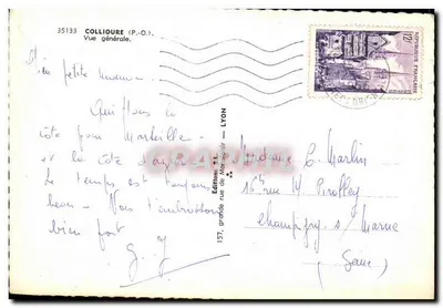 Collioire (P.-O.) — Vista geral — Édition S.L. n°35133 — Verso