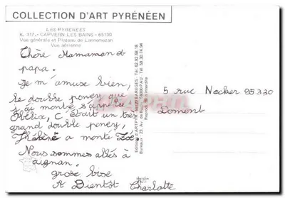 Lannemezan — Vista generale e Plateau — Cartolina d'epoca Collection d'Art Pyrénéen, n° K.317 — Verso