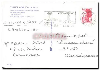 Orthez — Visão aérea — Instituição Jeanne-d'Arc e Colégio Moncade — Verso