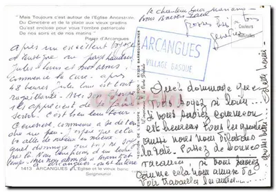 Igreja e cemitério de Arcangues — Edição da Europa — n°1413 — Verso