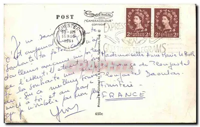 Bilhete postal antigo (Bilhete postal antigo) Bridge Street Chester — Verso