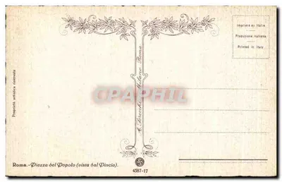 Piazza del Popolo — vista dal Pincio — editore A. Berocchi, n° 4587-17 — Verso