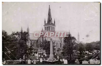 Bilhete postal antigo Igreja de St Nicholas, Great Yarmouth