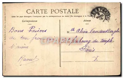 Albert — L'hôtel de ville. — Imprimé sur la carte par G. de Malherbe et Cie, n° 217. — Verso