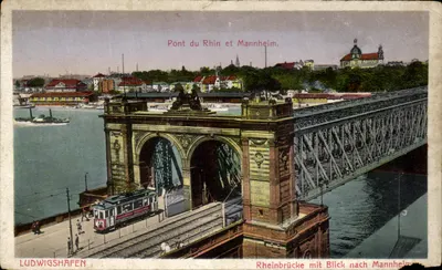 Ponte do Reno e Mannheim — vista de Ludwigshafen — editor Ludwigschafen