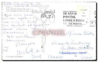 Ponte Dom Luís I — vista parcial — Bilhete Postal Turístico — Verso
