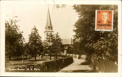 Bilhete postal antigo Eysden Breust R K Igreja