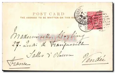 Regent Street, Londyn — animowany widok z karetami i reklamą OGDENS CIGARETTES — wydawca nieznany — Rewers