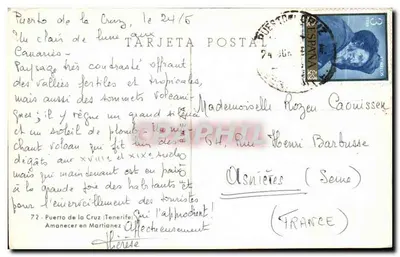 Puerto de la Cruz — paisaje costero — TARJETA POSTAL ANTIGUA — Reverso