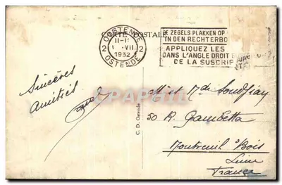 Oostende — A Digue e a Praia — Editor não identificado, n° 39 — Verso