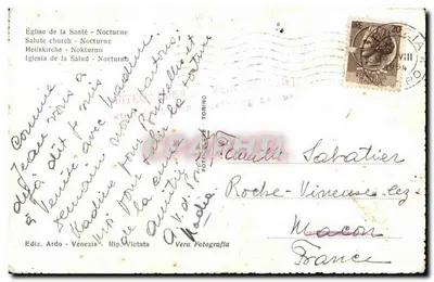 Stara pocztówka Wenecja Bazylika Salutarni Motturn — Rewers