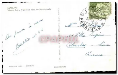 Monte Bré e Valsolda vistos de Montagnola — Éditions Alfa, Locarno, n°1196 — Verso