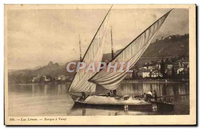 Lago Léman — Barco a Vevey — Série 395, editada por Carrés S.H.A.C. Sécheron-Geneve