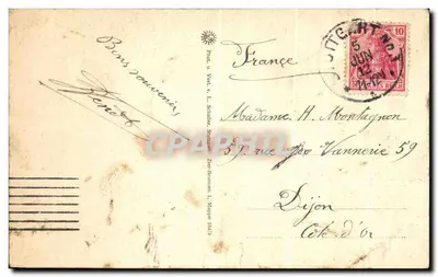 Bilhete postal antigo Stuttgart Fonte Honiginolga Construção — Verso