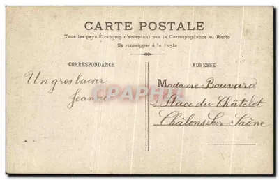 Chica con ramo de rosas — 'Te las ofrezco' — Tarjeta postal — Reverso