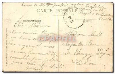 Bilhete postal antigo Environs de Monbeliard Sochaux vista geral — Verso
