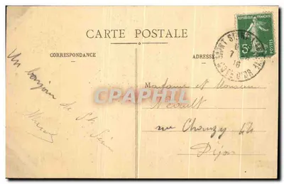 Saint-Seine-l'Abbaye — La Iglesia, según una antigua litografía — edición J. Rémond, censurador — Reverso