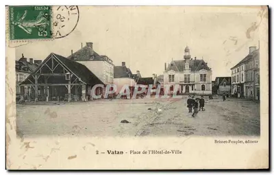 Bilhete postal antigo Vatan Place De l'Hotel De Ville Enfants