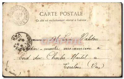 Bilhete postal antigo Lalinde Ruína do Castelo da Rue — Verso