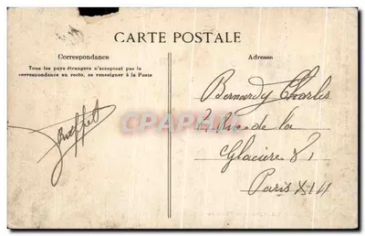 Bilhete postal antigo Ezanville Praça e Fonte — Verso