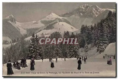 Caux en hiver — le Patinage, les Rochers de Naye et la Dent de Joman — J.J. 7619