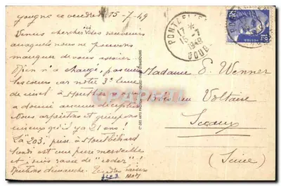 Jougne — Visão geral — Bilhete postal antigo n°1, editor ARA — Verso