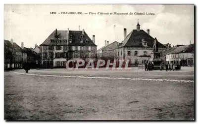 Phalsbourg — Place d'Armes e Monumento do Geral Lobau — editor 'Cartes 'La Cigogne'', n° 1227
