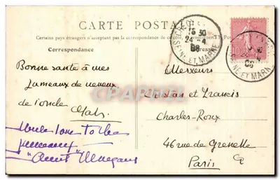 Crécy-en-Brie. Le Morin — vista del curso de agua con orilla y árboles — Gruot, Editor, Crécy, n°23 — Reverso