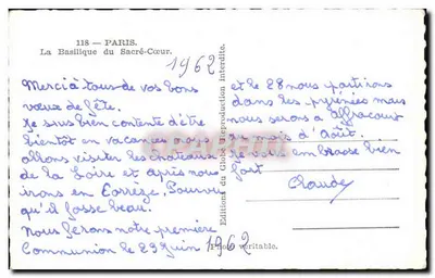 Paris — A Basílica do Sagrado Coração — Edições do Globe, n° 118 — Verso