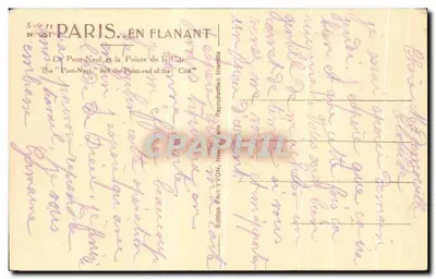 Paris. Spazieren — Der Pont-Neuf und die Pointe de la Cité — Édition d'Art YVON, Nr. 351 — Rückseite