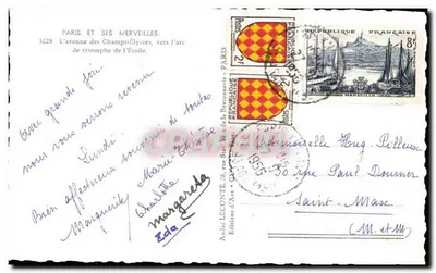 París y sus maravillas — Avenida de los Campos Elíseos hacia el Arco de Triunfo de la Estrella — Ediciones André LECONTE, n°3228 — Reverso